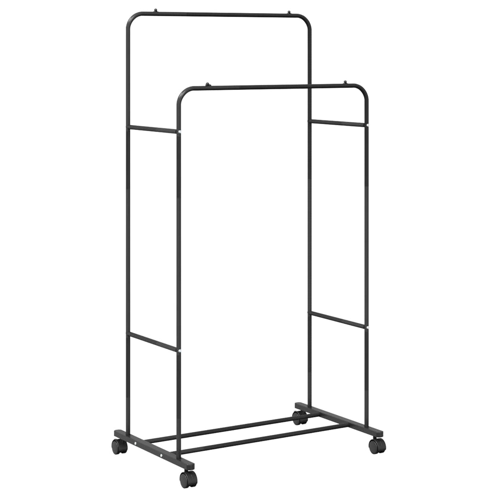 vidaXL Wieszak na Ubrania Gładki Czarny 80 x 53 x 156 cm