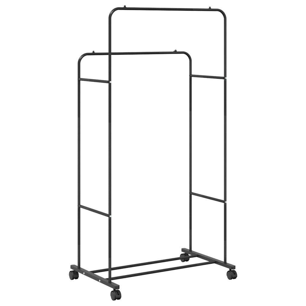 vidaXL Wieszak na Ubrania Gładki Czarny 80 x 53 x 156 cm