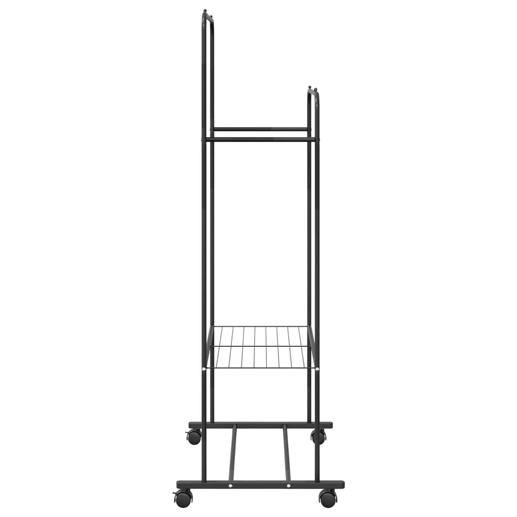 vidaXL Wieszak na Ubrania z półką z kołem Czarny 80 x 53 x 156 cm