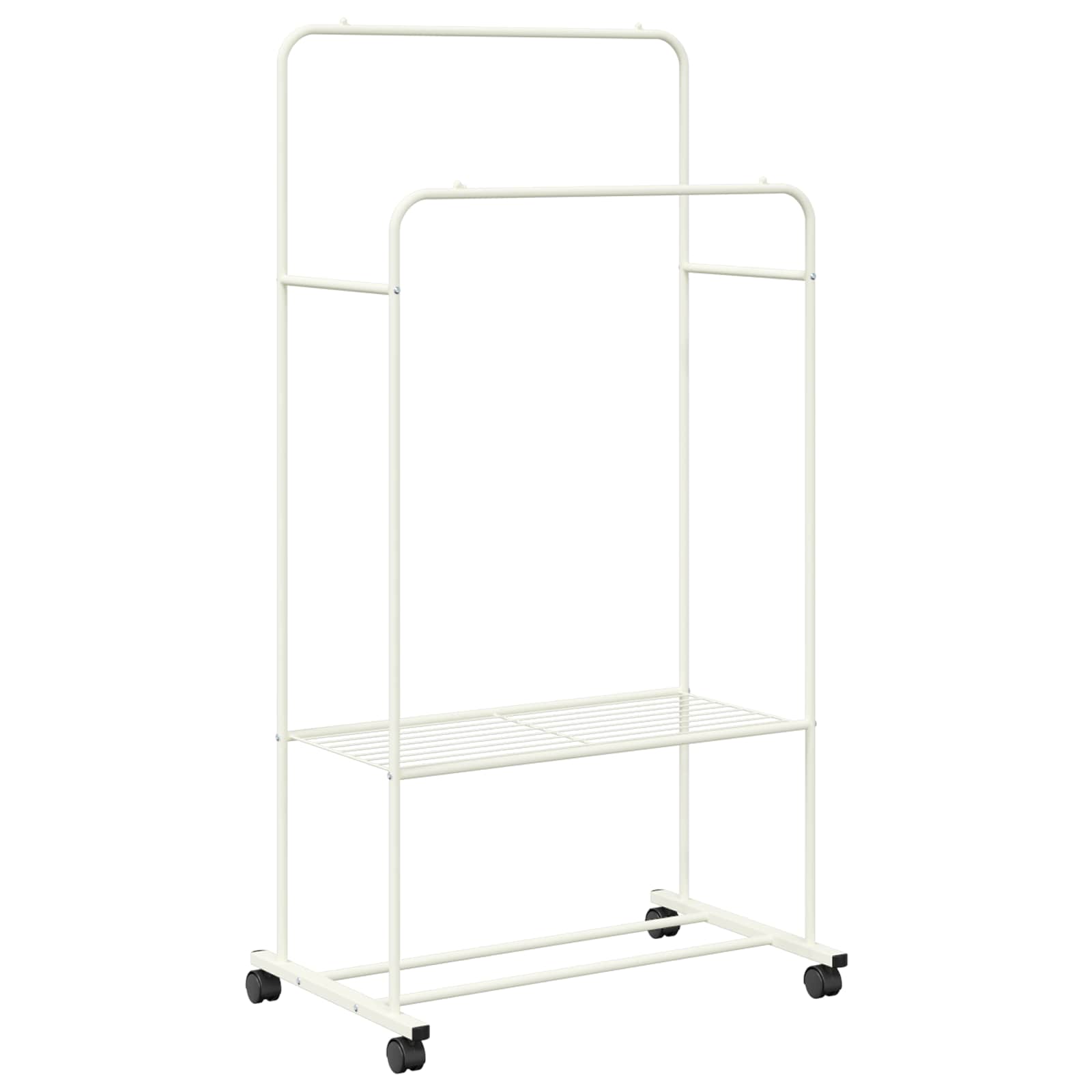 vidaXL Wieszak na Ubrania z półką z kołem Biały 80 x 53 x 156 cm