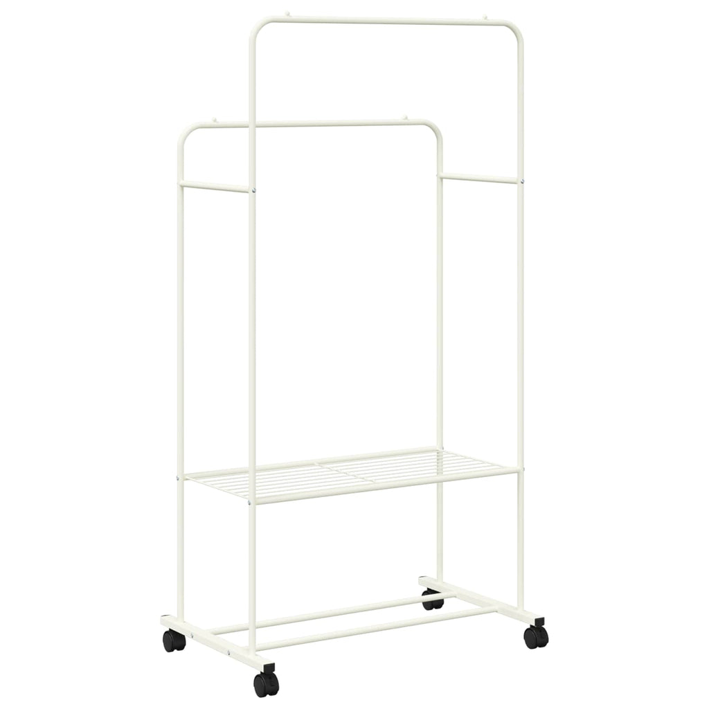 vidaXL Wieszak na Ubrania z półką z kołem Biały 80 x 53 x 156 cm