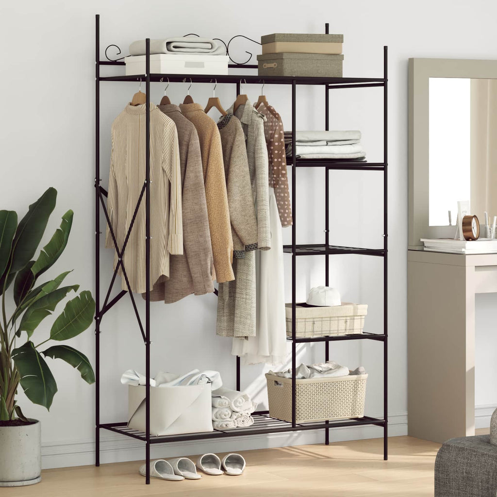 vidaXL Otwy garderoba z półką Czarny 104,5 x 45 x 172 cm Stal