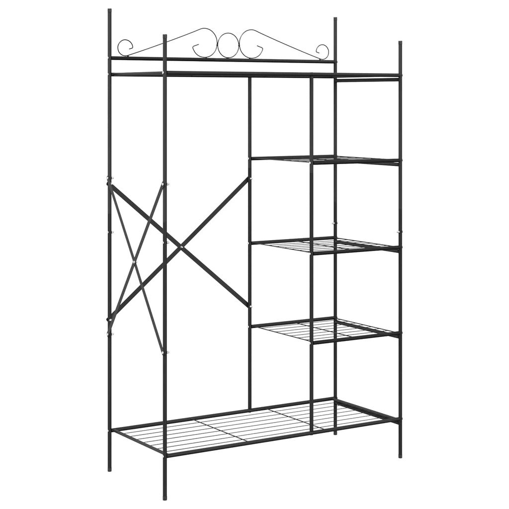 vidaXL Otwy garderoba z półką Czarny 104,5 x 45 x 172 cm Stal