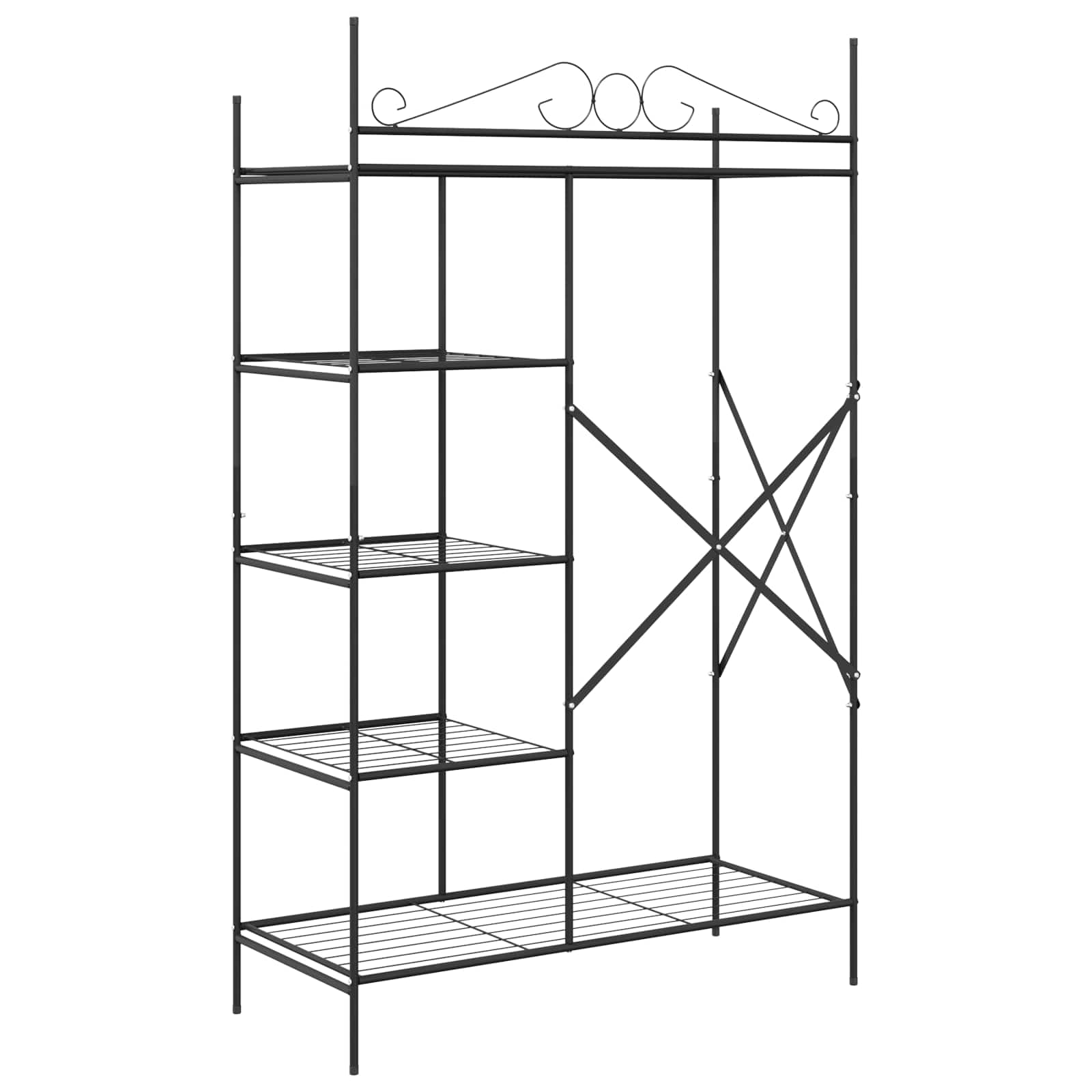 vidaXL Otwy garderoba z półką Czarny 104,5 x 45 x 172 cm Stal