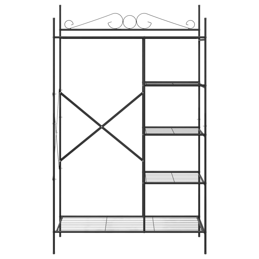 vidaXL Otwy garderoba z półką Czarny 104,5 x 45 x 172 cm Stal
