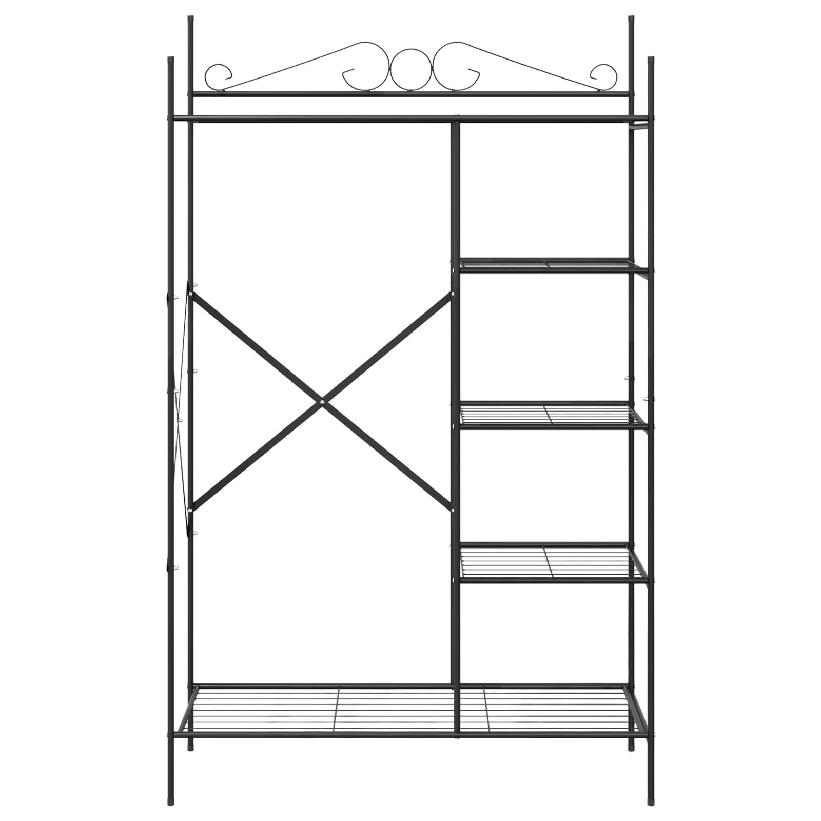 vidaXL Otwy garderoba z półką Czarny 104,5 x 45 x 172 cm Stal