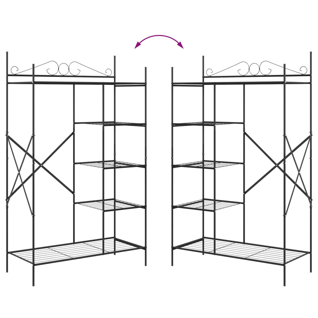 vidaXL Otwy garderoba z półką Czarny 104,5 x 45 x 172 cm Stal