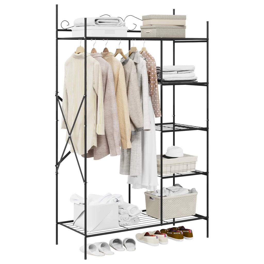 vidaXL Otwy garderoba z półką Czarny 104,5 x 45 x 172 cm Stal