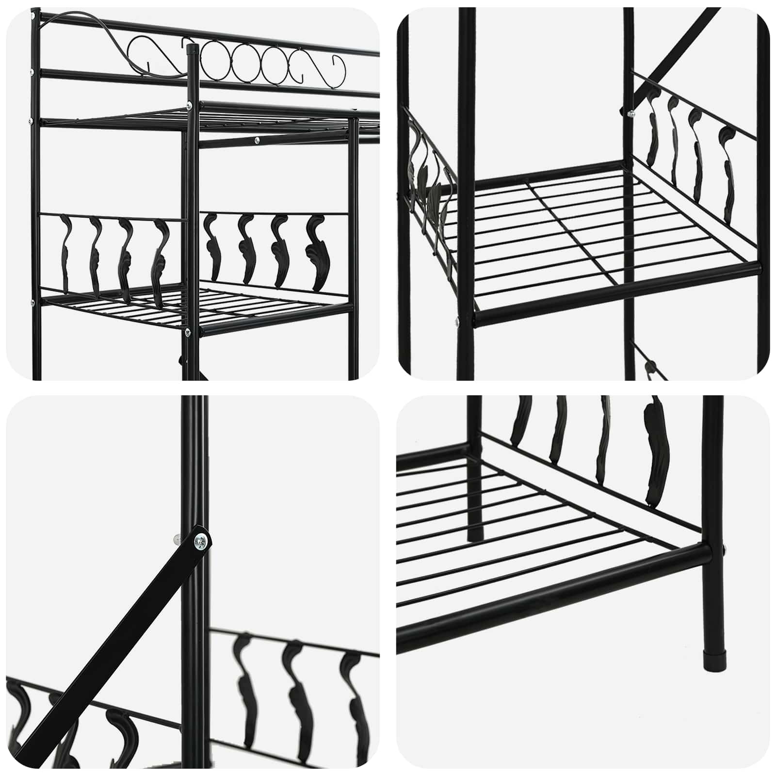 vidaXL Otwy garderoba z półką Czarny 101 x 43 x 188 cm Stal