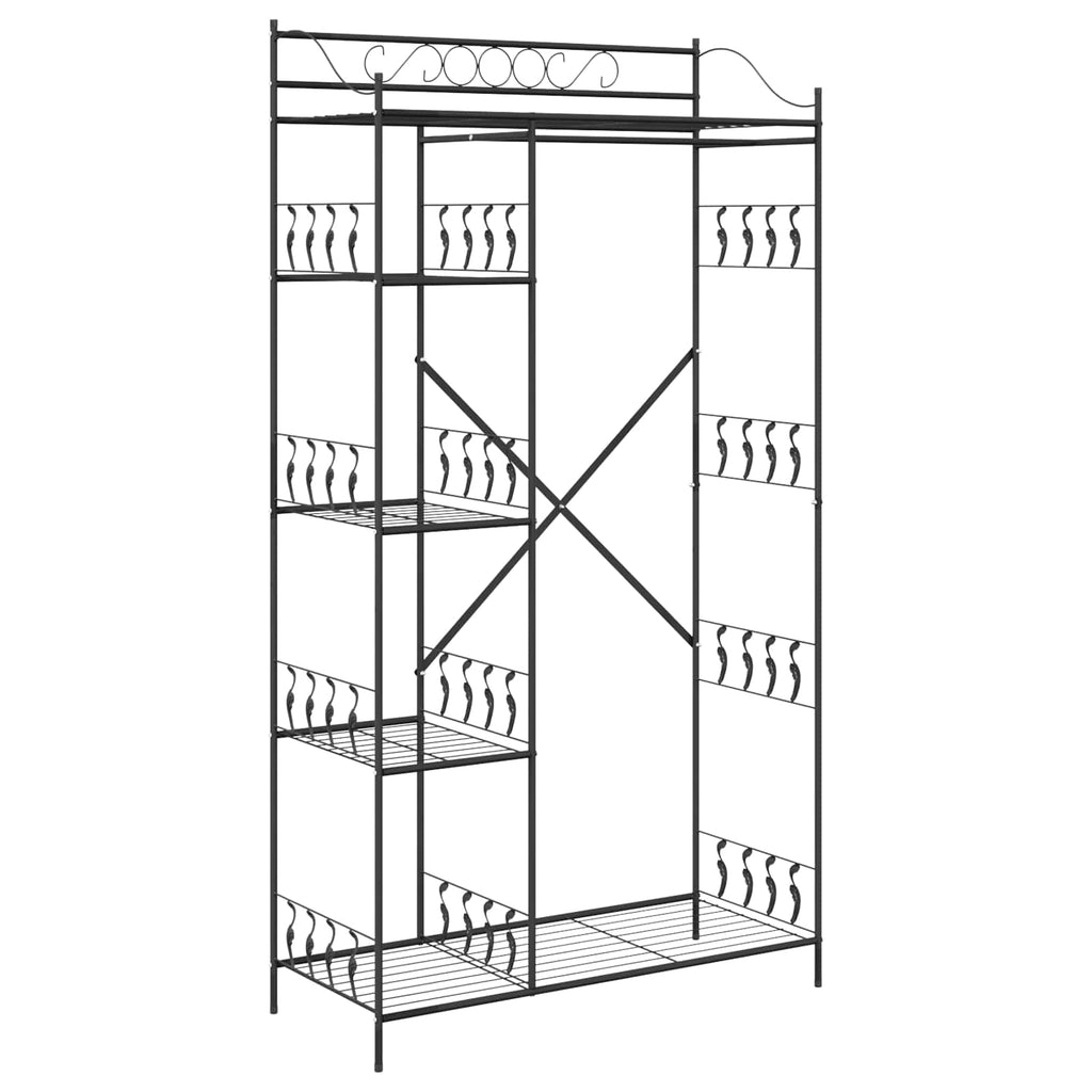 vidaXL Otwy garderoba z półką Czarny 101 x 43 x 188 cm Stal