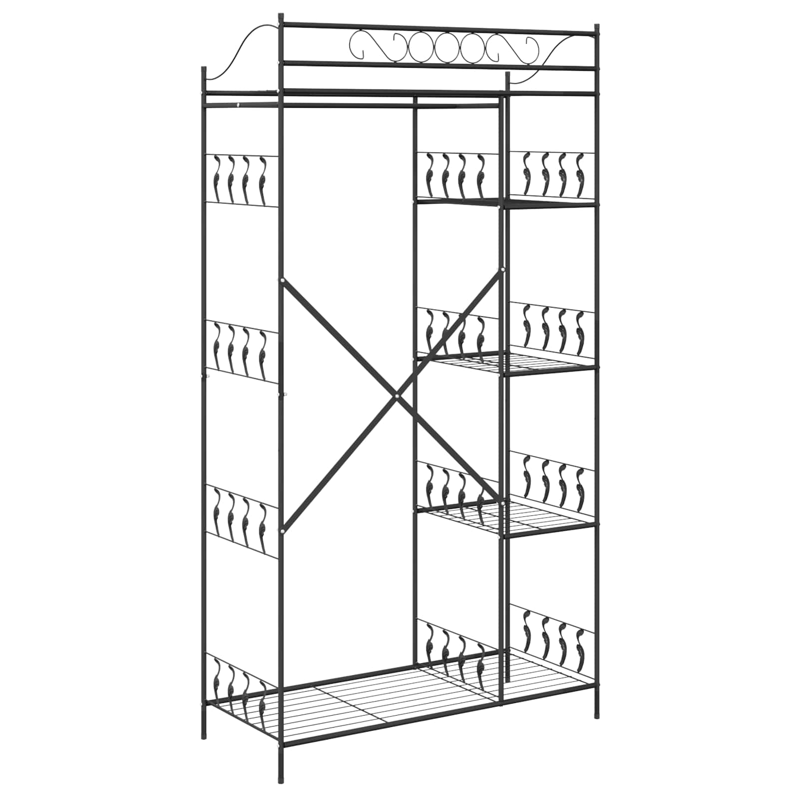 vidaXL Otwy garderoba z półką Czarny 101 x 43 x 188 cm Stal