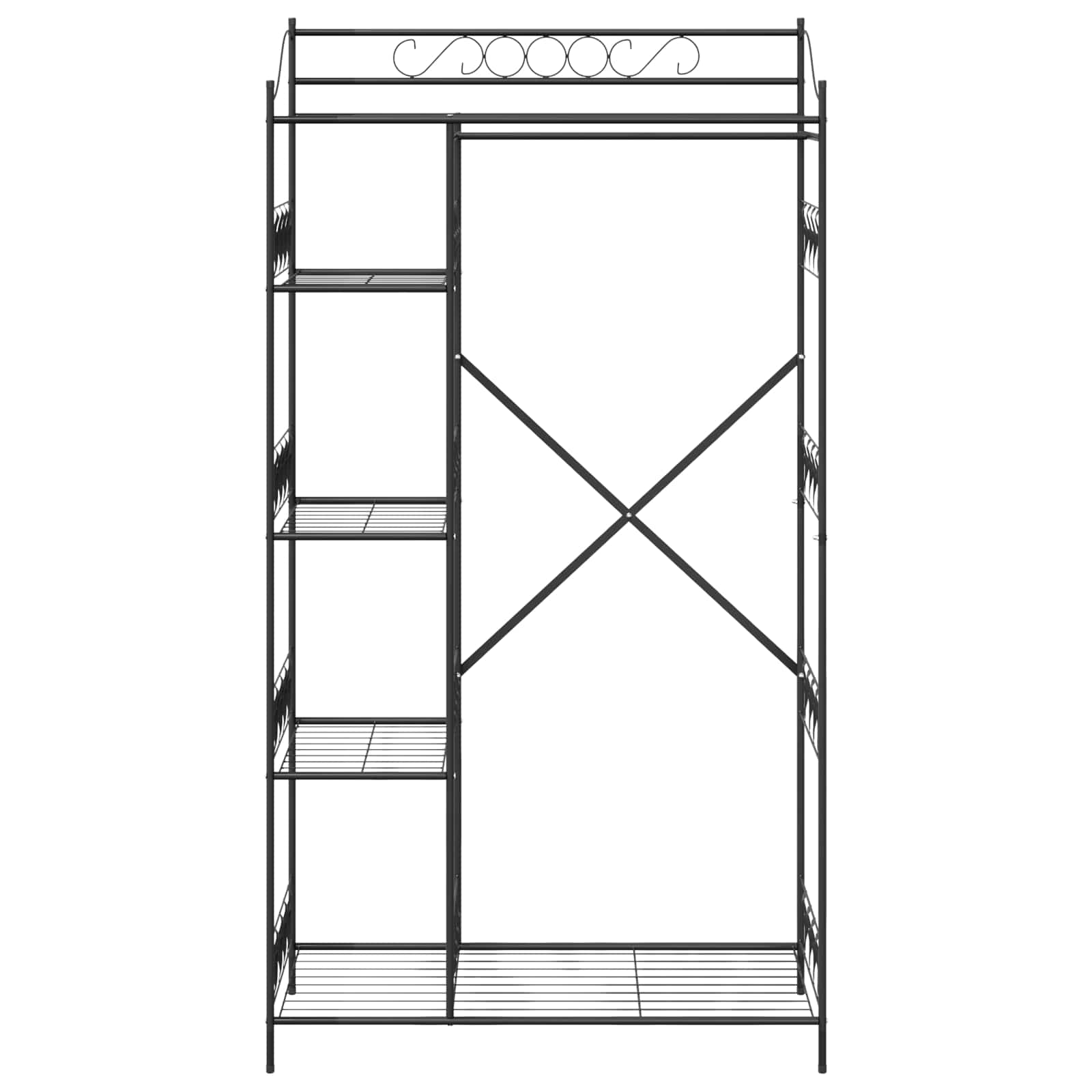 vidaXL Otwy garderoba z półką Czarny 101 x 43 x 188 cm Stal