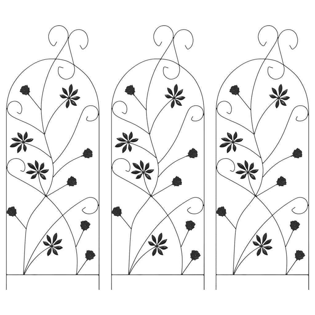 vidaXL Ogrodzenie Ogrodowe Z blokadą 3 pcs Czarny 112 x 39,5 cm Stal
