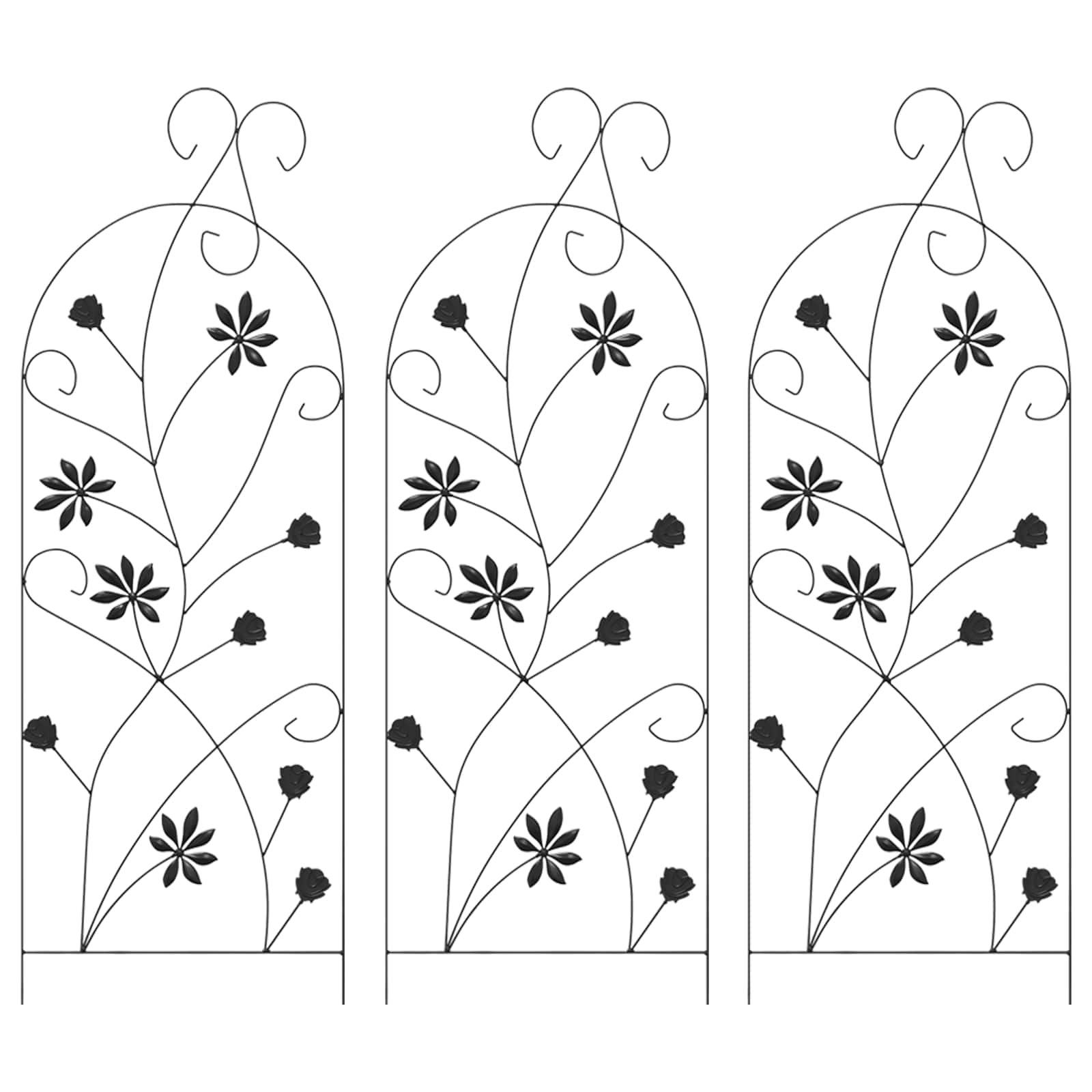 vidaXL Ogrodzenie Ogrodowe Z blokadą 3 pcs Czarny 112 x 39,5 cm Stal