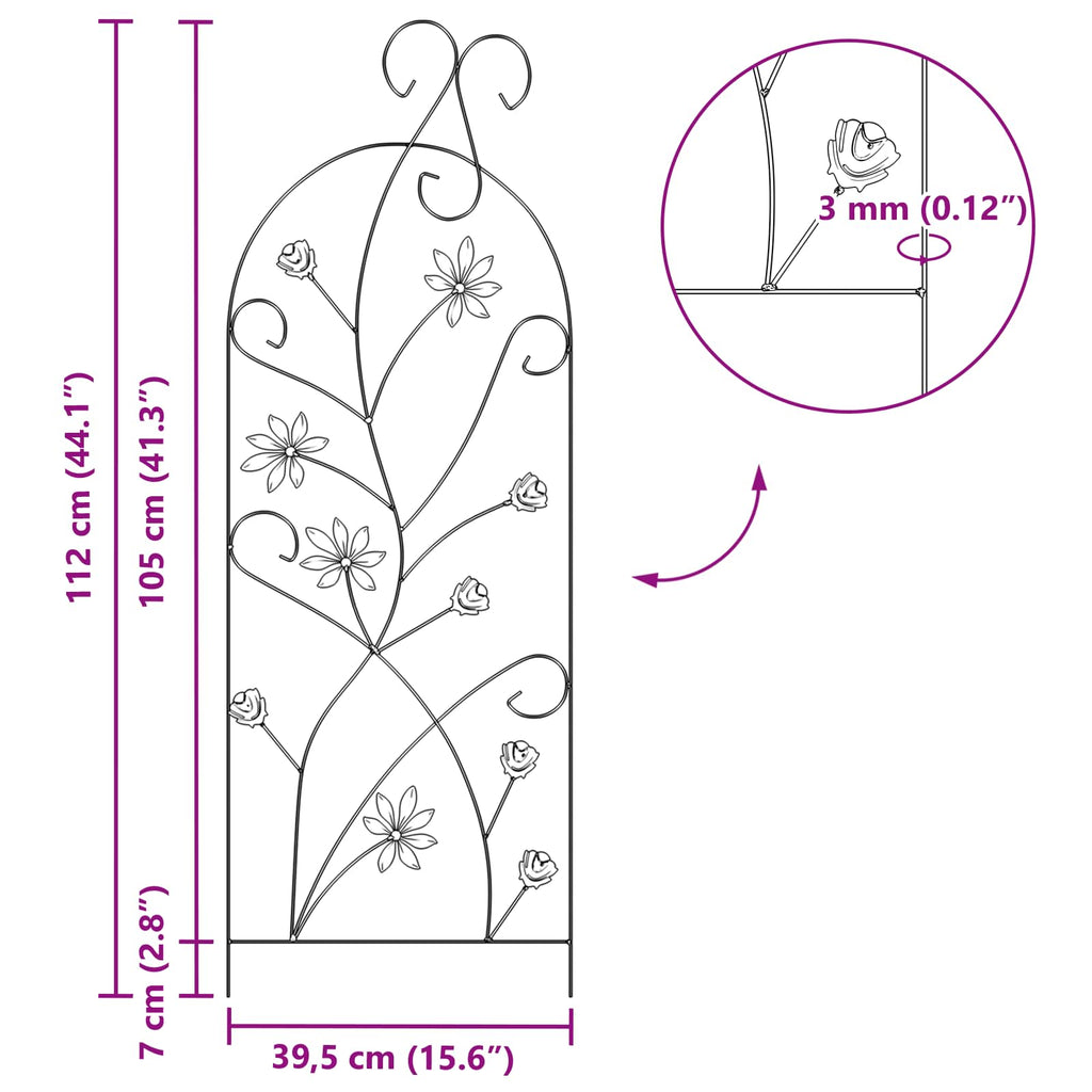 vidaXL Ogrodzenie Ogrodowe Z blokadą 3 pcs Czarny 112 x 39,5 cm Stal