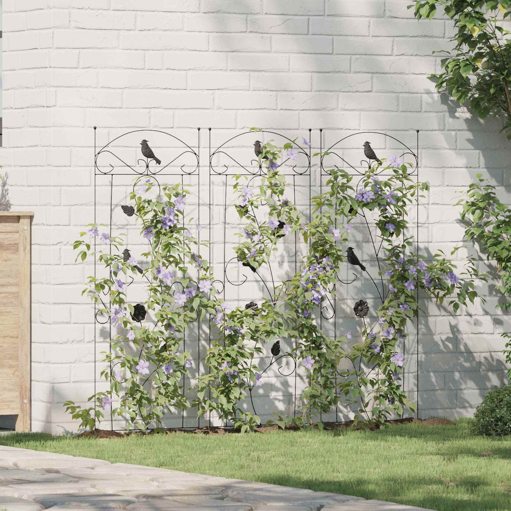 vidaXL Ogrodzenie Ogrodowe 3 pcs Czarny 110 x 40 cm Stal