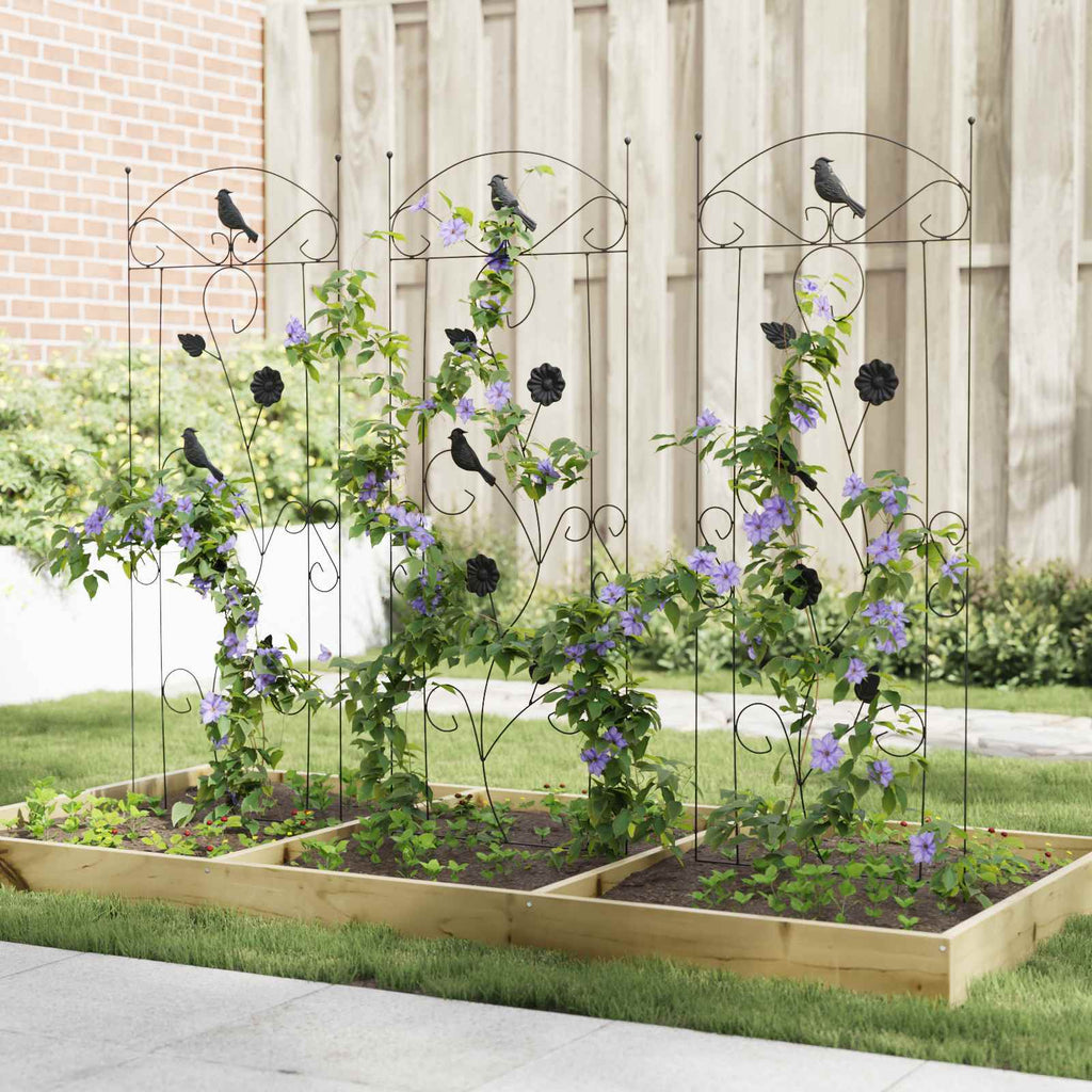 vidaXL Ogrodzenie Ogrodowe 3 pcs Czarny 110 x 40 cm Stal