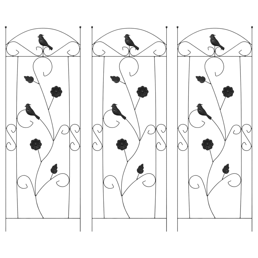 vidaXL Ogrodzenie Ogrodowe 3 pcs Czarny 110 x 40 cm Stal