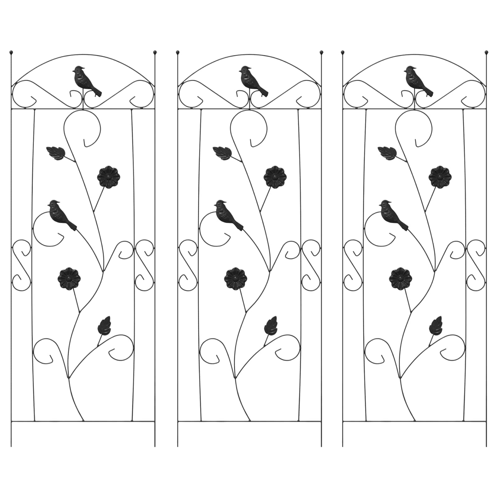 vidaXL Ogrodzenie Ogrodowe 3 pcs Czarny 110 x 40 cm Stal