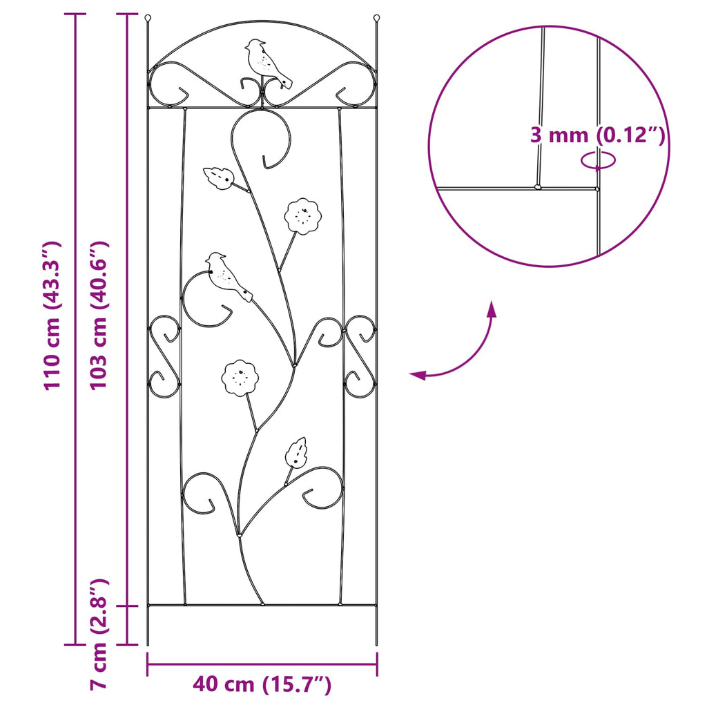 vidaXL Ogrodzenie Ogrodowe 3 pcs Czarny 110 x 40 cm Stal