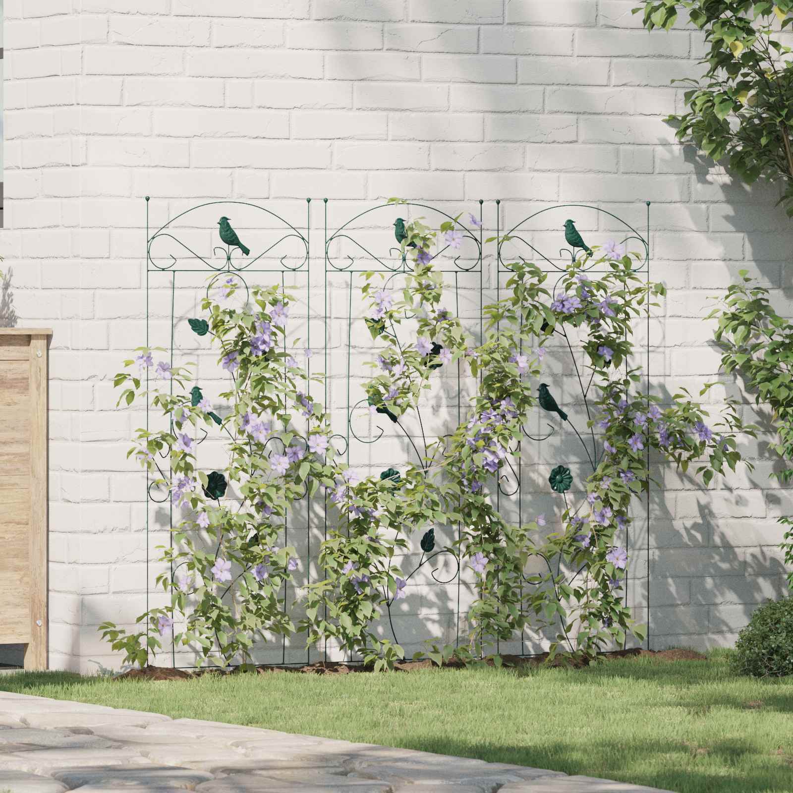 vidaXL Ogrodzenie Ogrodowe 3 pcs Zielony 110 x 40 cm Stal