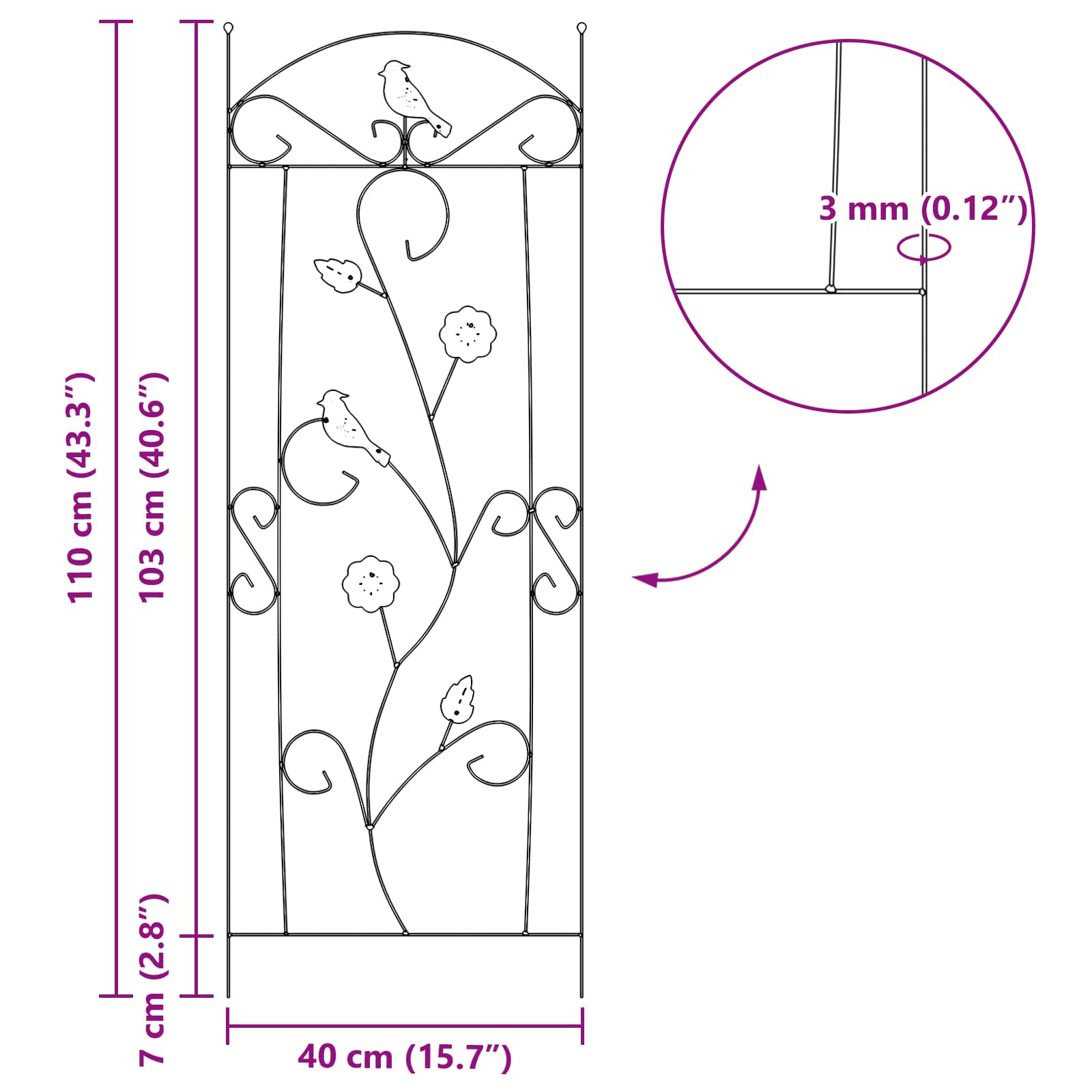 vidaXL Ogrodzenie Ogrodowe 3 pcs Zielony 110 x 40 cm Stal