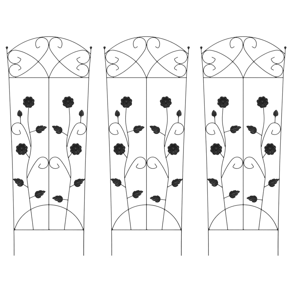 vidaXL Ogrodzenie Ogrodowe 3 pcs Czarny 110,5 x 42,5 cm Stal
