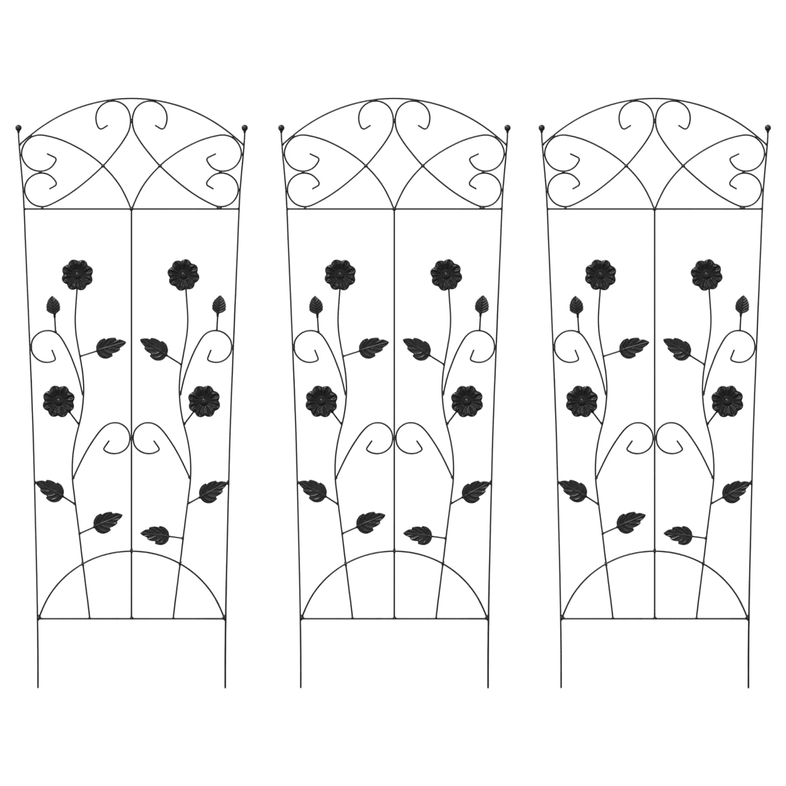 vidaXL Ogrodzenie Ogrodowe 3 pcs Czarny 110,5 x 42,5 cm Stal