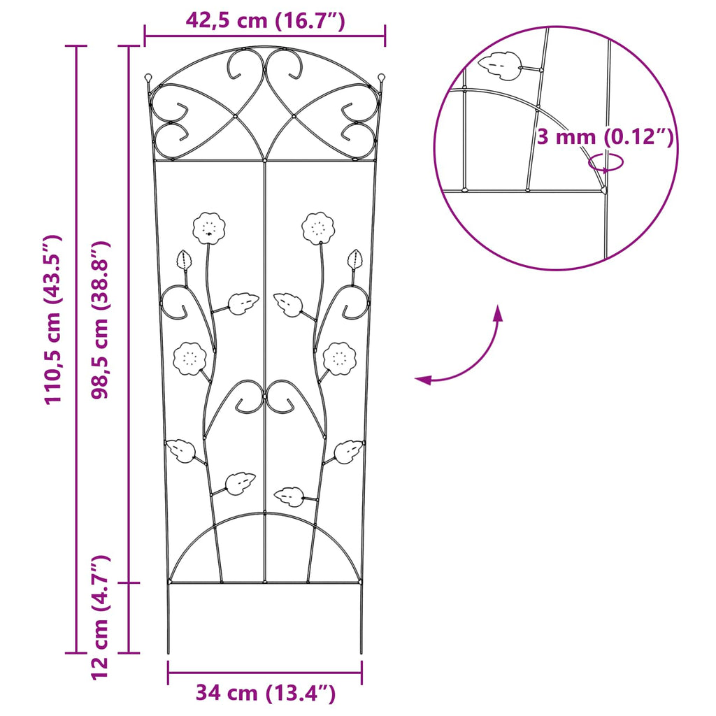 vidaXL Ogrodzenie Ogrodowe 3 pcs Zielony 110,5 x 42,5 cm Stal