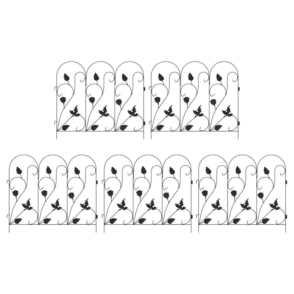 vidaXL Ogrodzenie Ogrodowe 5 pcs Czarny Stal