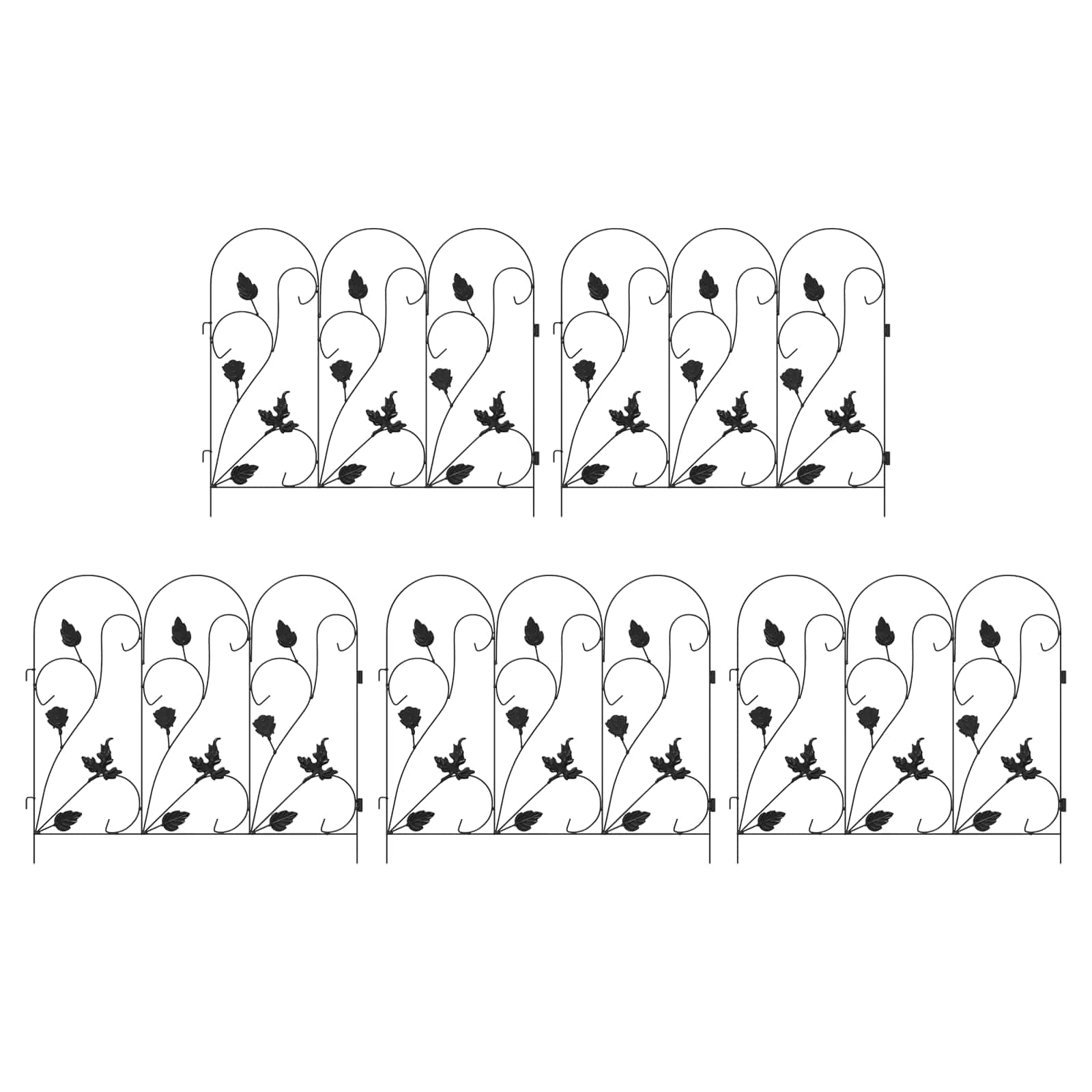 vidaXL Ogrodzenie Ogrodowe 5 pcs Czarny Stal