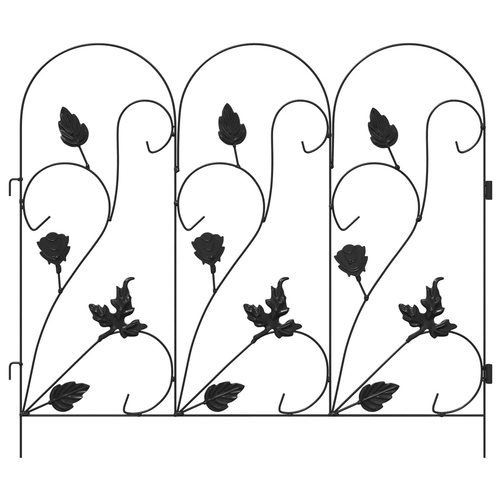vidaXL Ogrodzenie Ogrodowe 5 pcs Czarny Stal