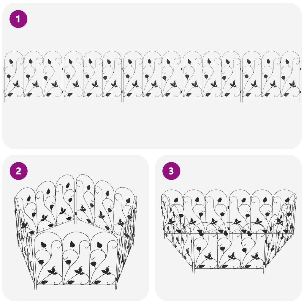 vidaXL Ogrodzenie Ogrodowe 5 pcs Czarny Stal