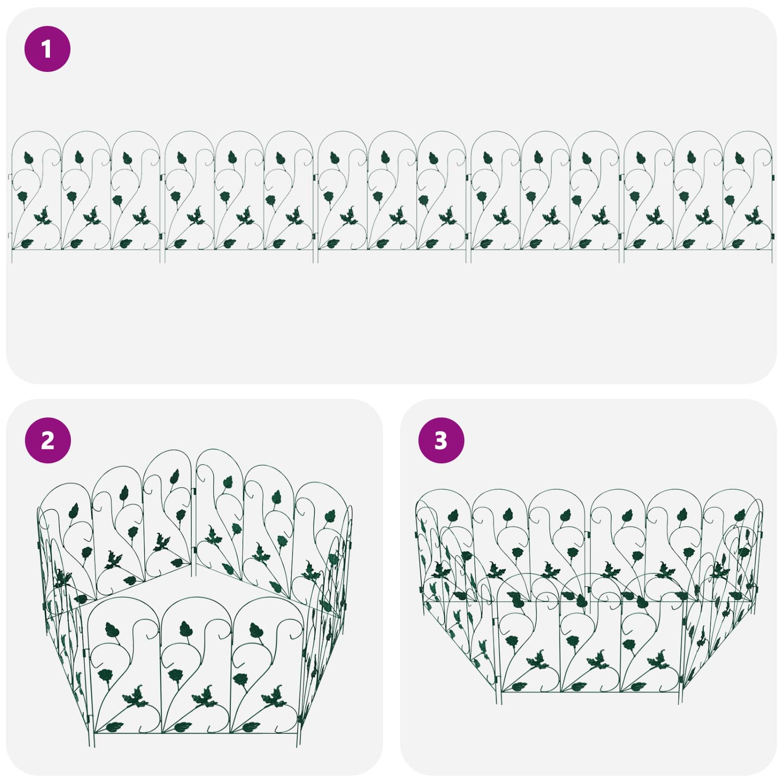 vidaXL Ogrodzenie Ogrodowe 5 pcs zielony Stal
