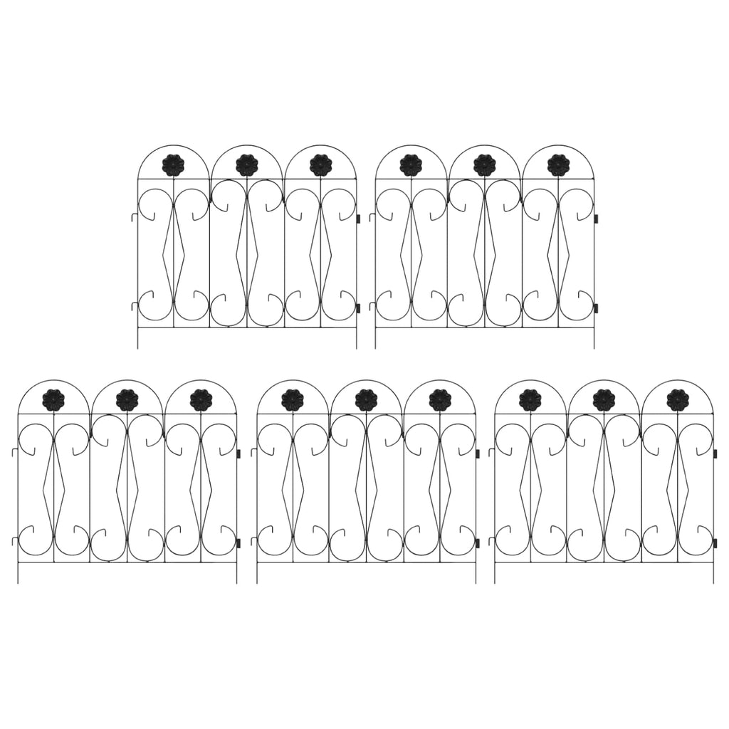 vidaXL Ogrodzenie Ogrodowe 5 pcs Czarny Stal