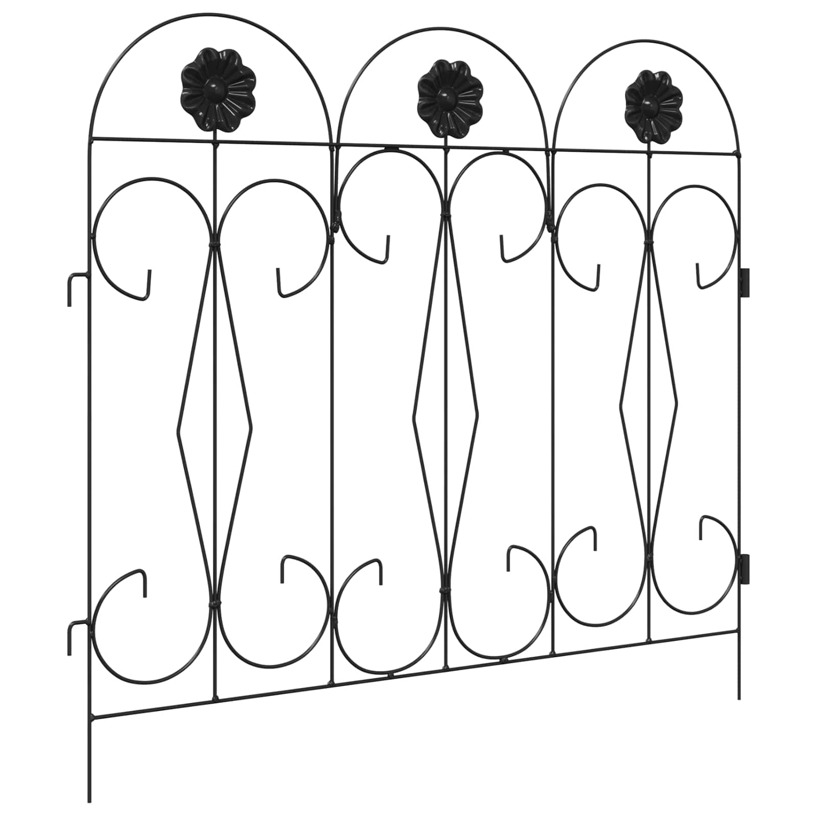 vidaXL Ogrodzenie Ogrodowe 5 pcs Czarny Stal