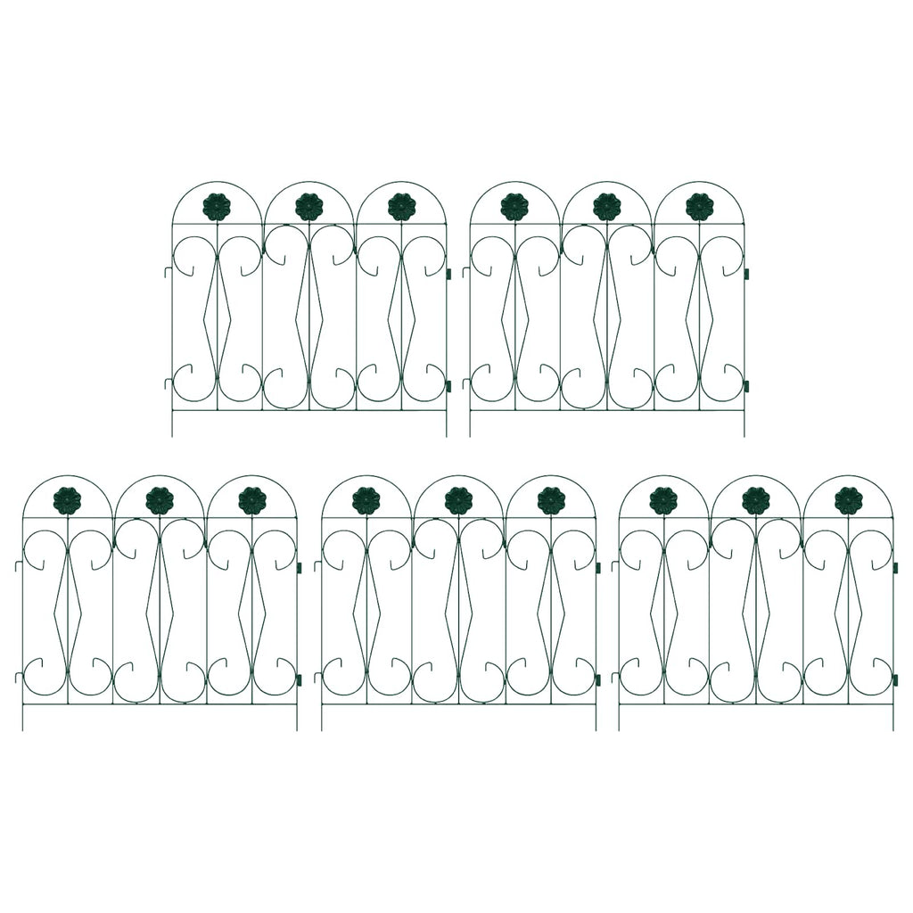 vidaXL Ogrodzenie Ogrodowe 5 pcs zielony Stal