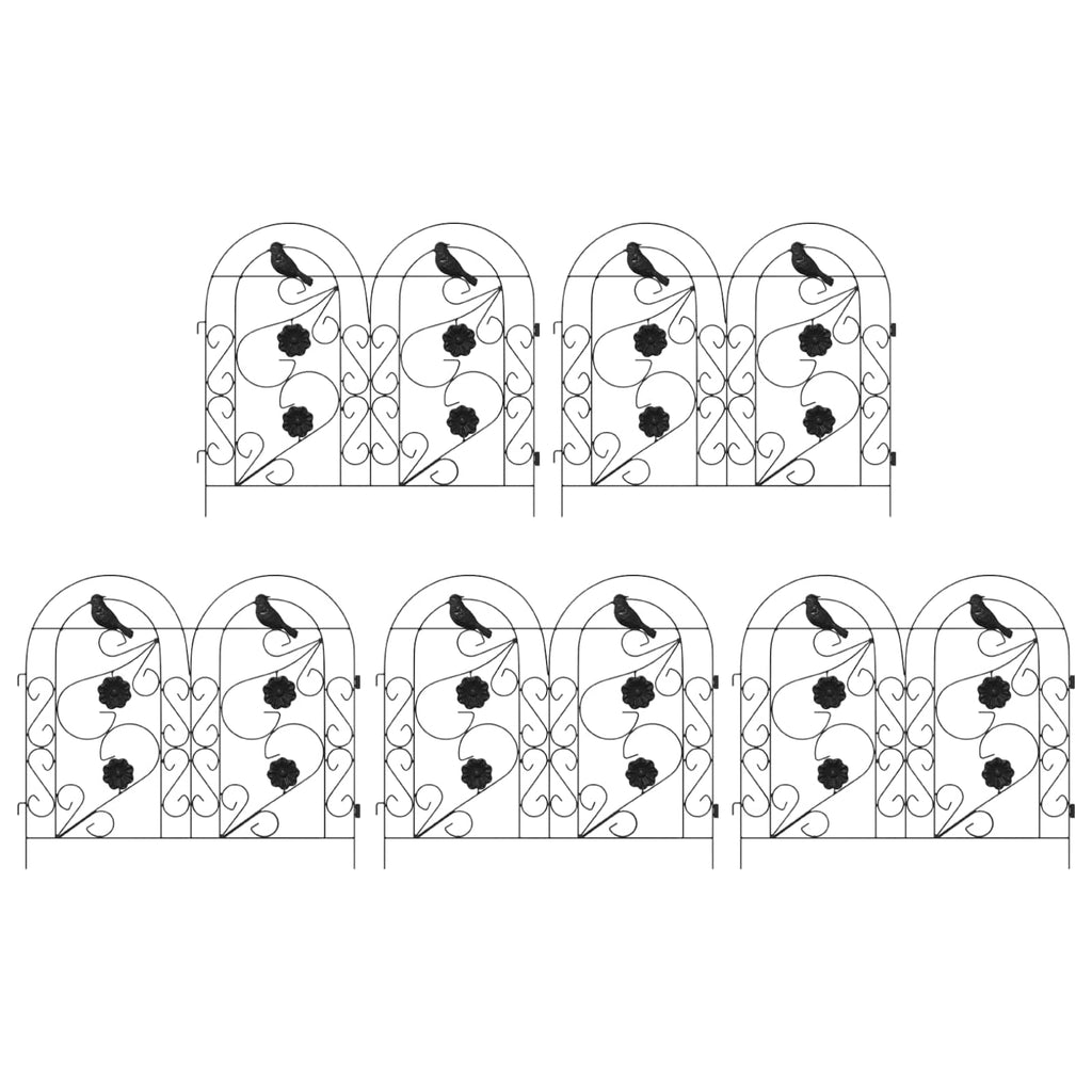 vidaXL Ogrodzenie Ogrodowe 5 pcs Czarny Stal