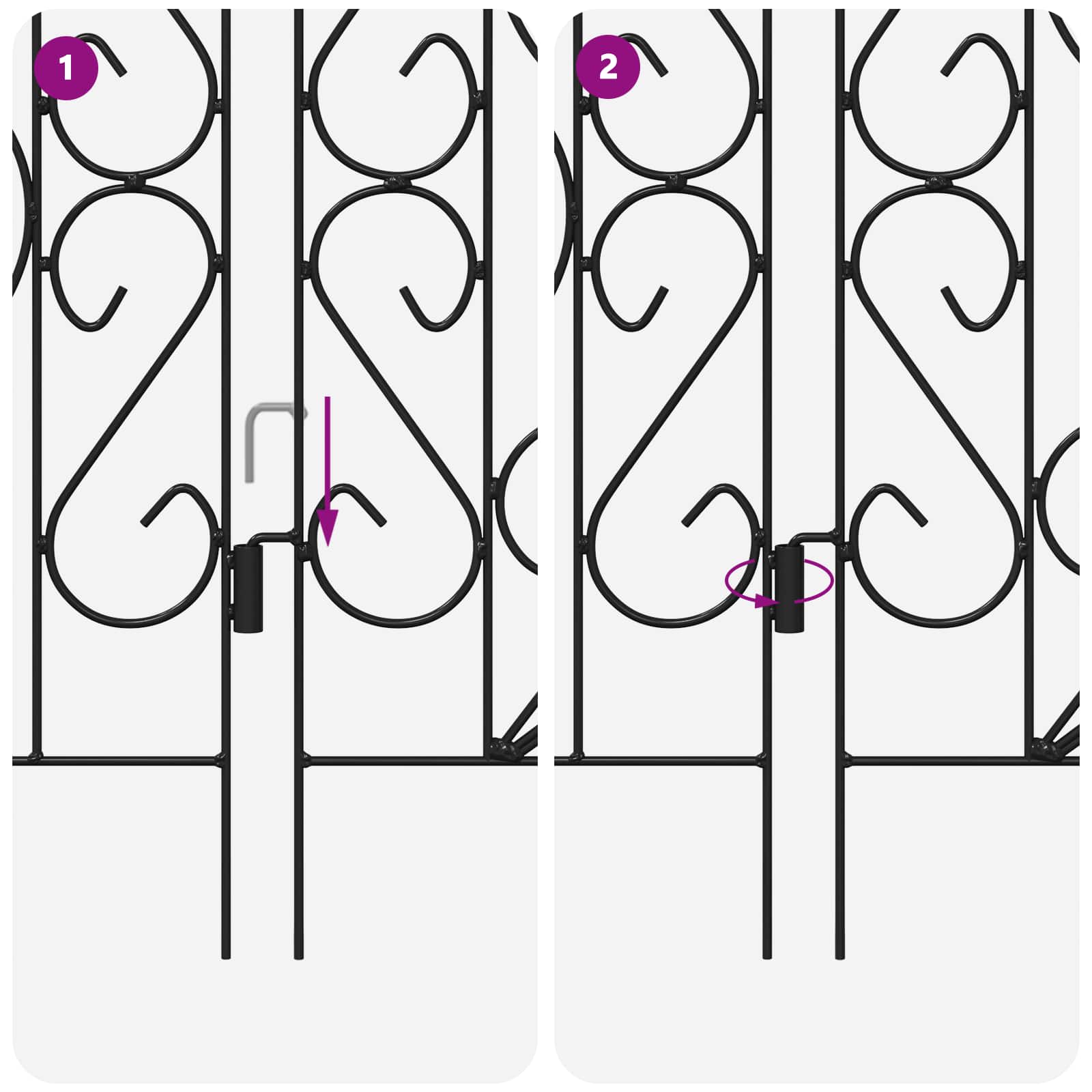 vidaXL Ogrodzenie Ogrodowe 5 pcs Czarny Stal
