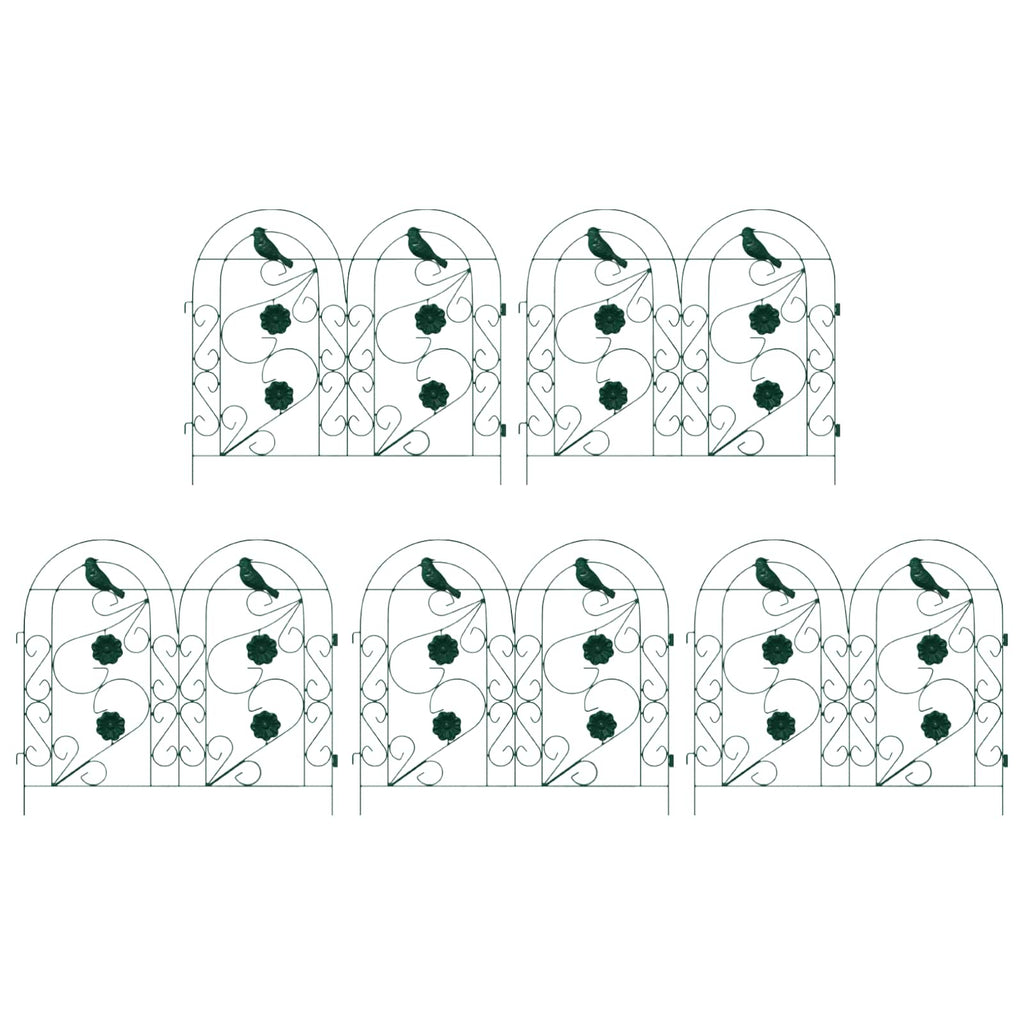 vidaXL Ogrodzenie Ogrodowe 5 pcs zielony Stal
