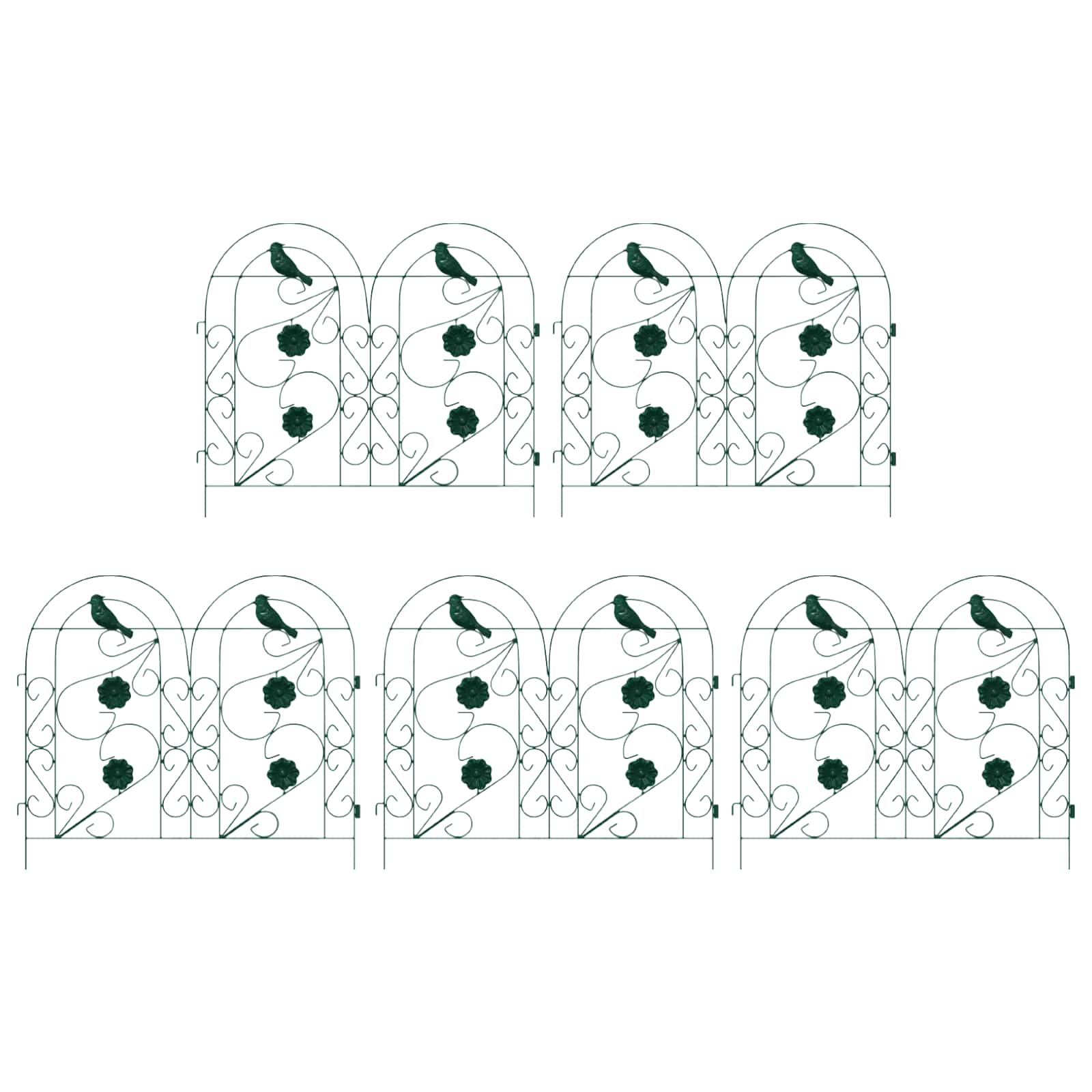 vidaXL Ogrodzenie Ogrodowe 5 pcs zielony Stal