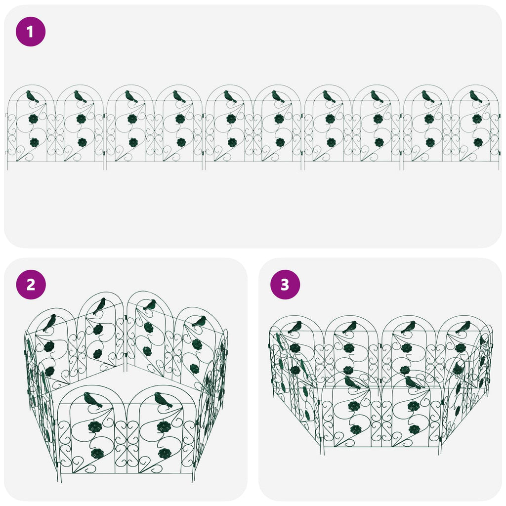 vidaXL Ogrodzenie Ogrodowe 5 pcs zielony Stal