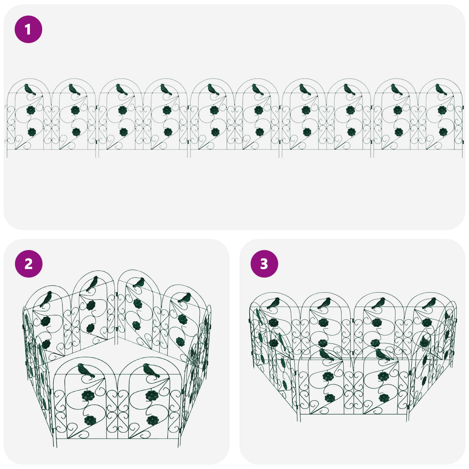 vidaXL Ogrodzenie Ogrodowe 5 pcs zielony Stal