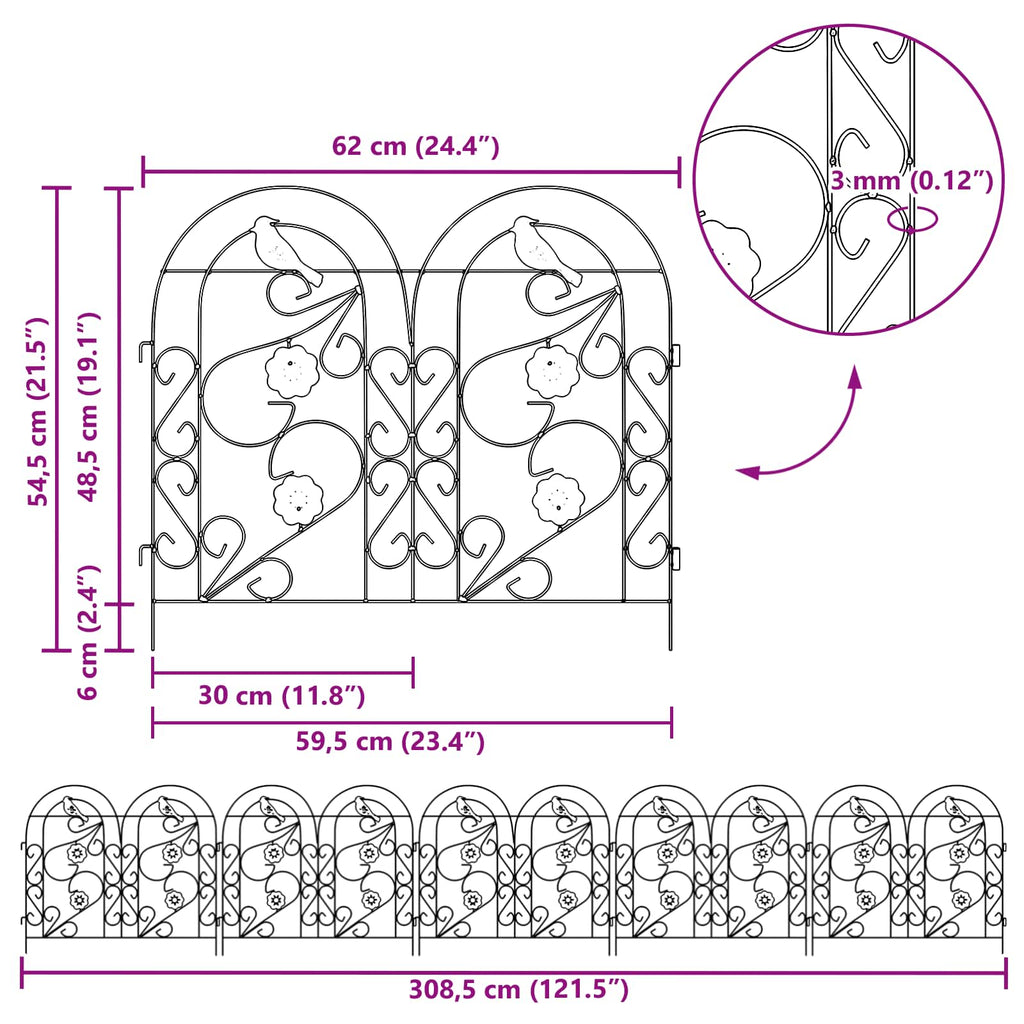 vidaXL Ogrodzenie Ogrodowe 5 pcs zielony Stal