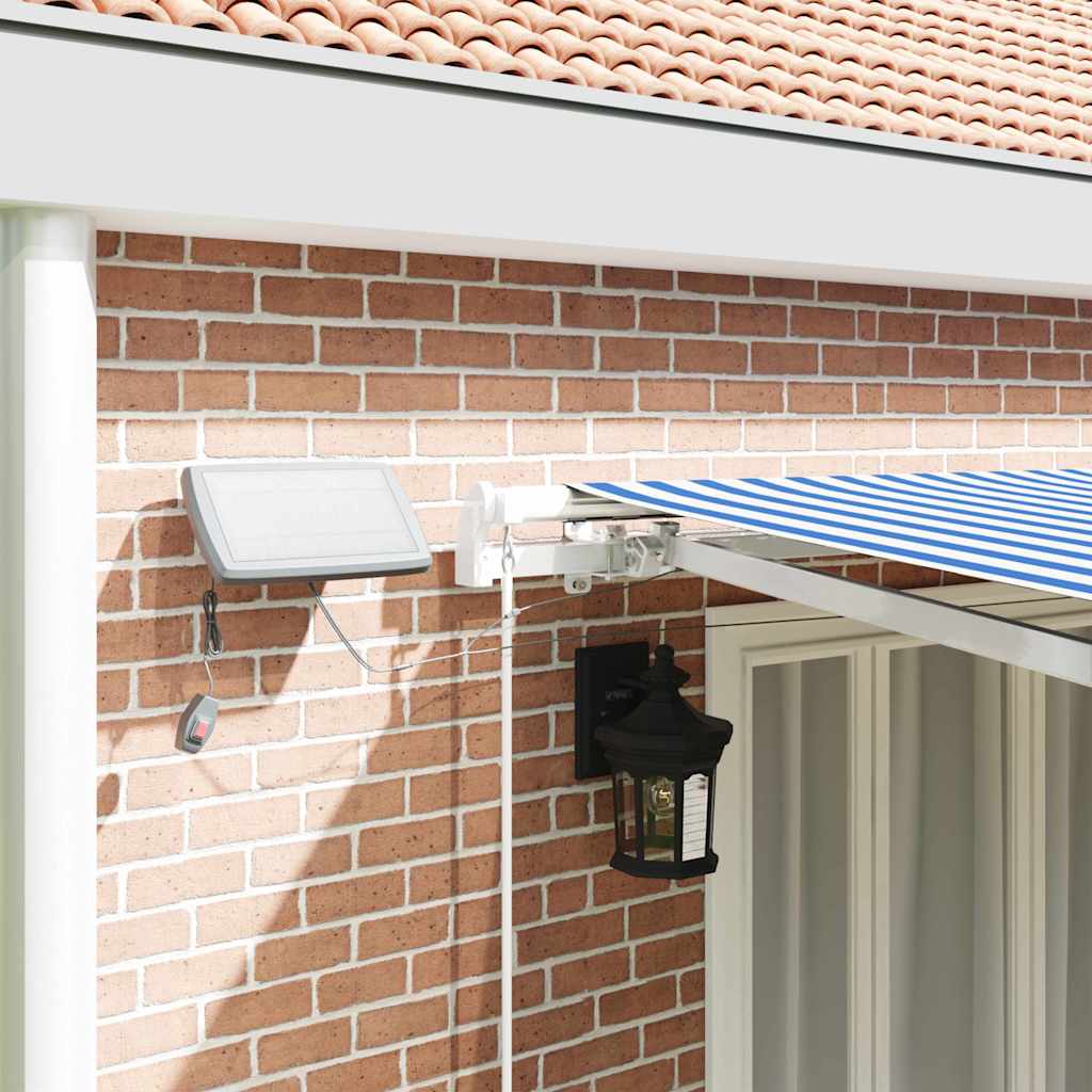 vidaXL Markiza zwijana Ze LED Lights Niebieski i biały 600 × 300 cm