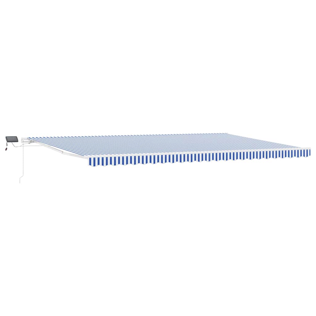 vidaXL Markiza zwijana Ze LED Lights Niebieski i biały 600 × 300 cm