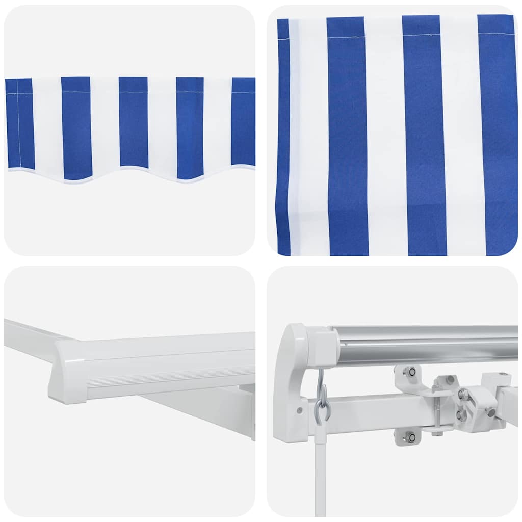 vidaXL Markiza zwijana Ze LED Lights Niebieski i biały 500 × 300 cm