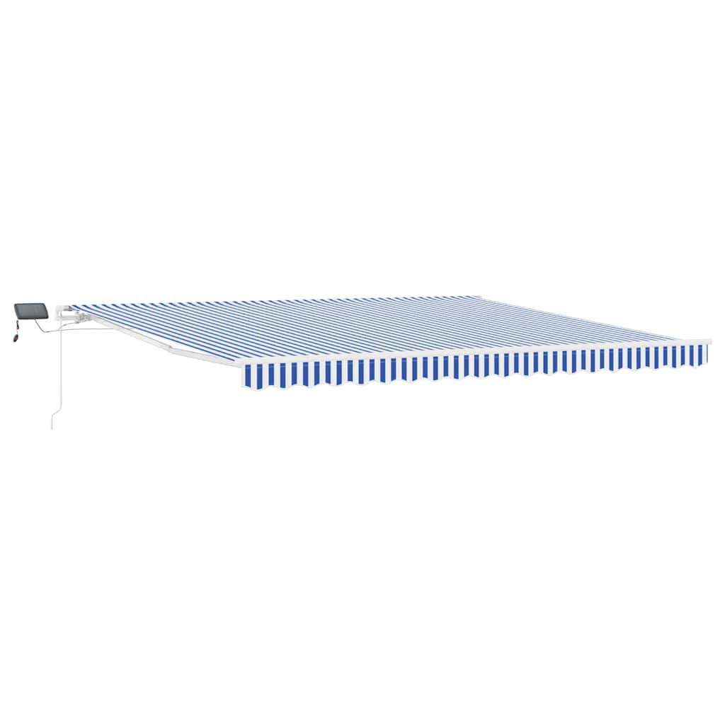 vidaXL Markiza zwijana Ze LED Lights Niebieski i biały 500 × 300 cm