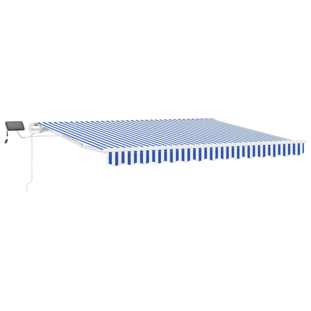 vidaXL Markiza zwijana Ze LED Lights Niebieski i biały 350 x 250 cm