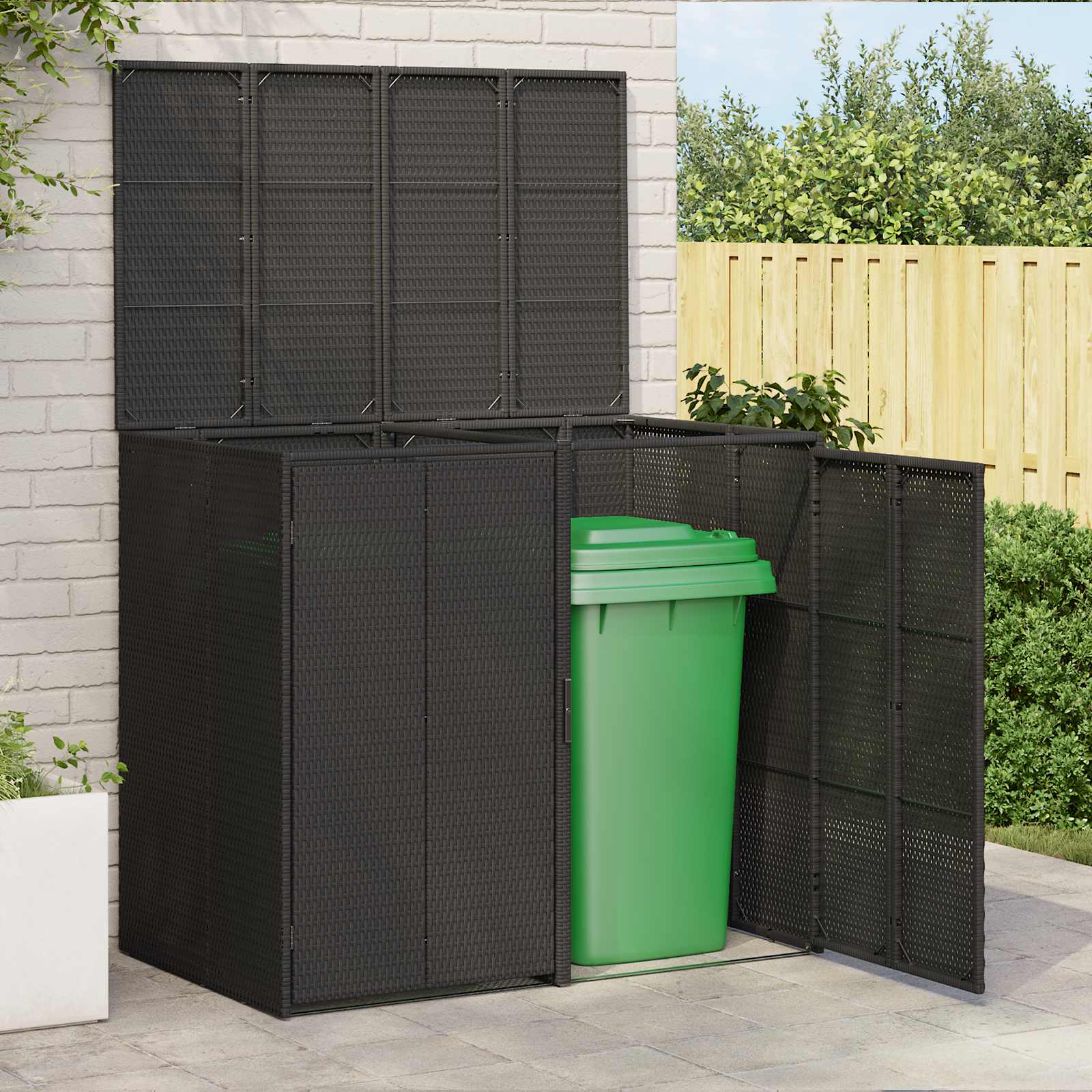 vidaXL Pojemnik na śmieci 2 pcs Czarny 130 x 80 x 115 cm Polietylen
